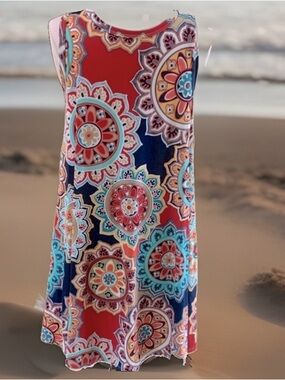 Bellamie Swing Dress Summer Spring Colorful Bold Womens Small